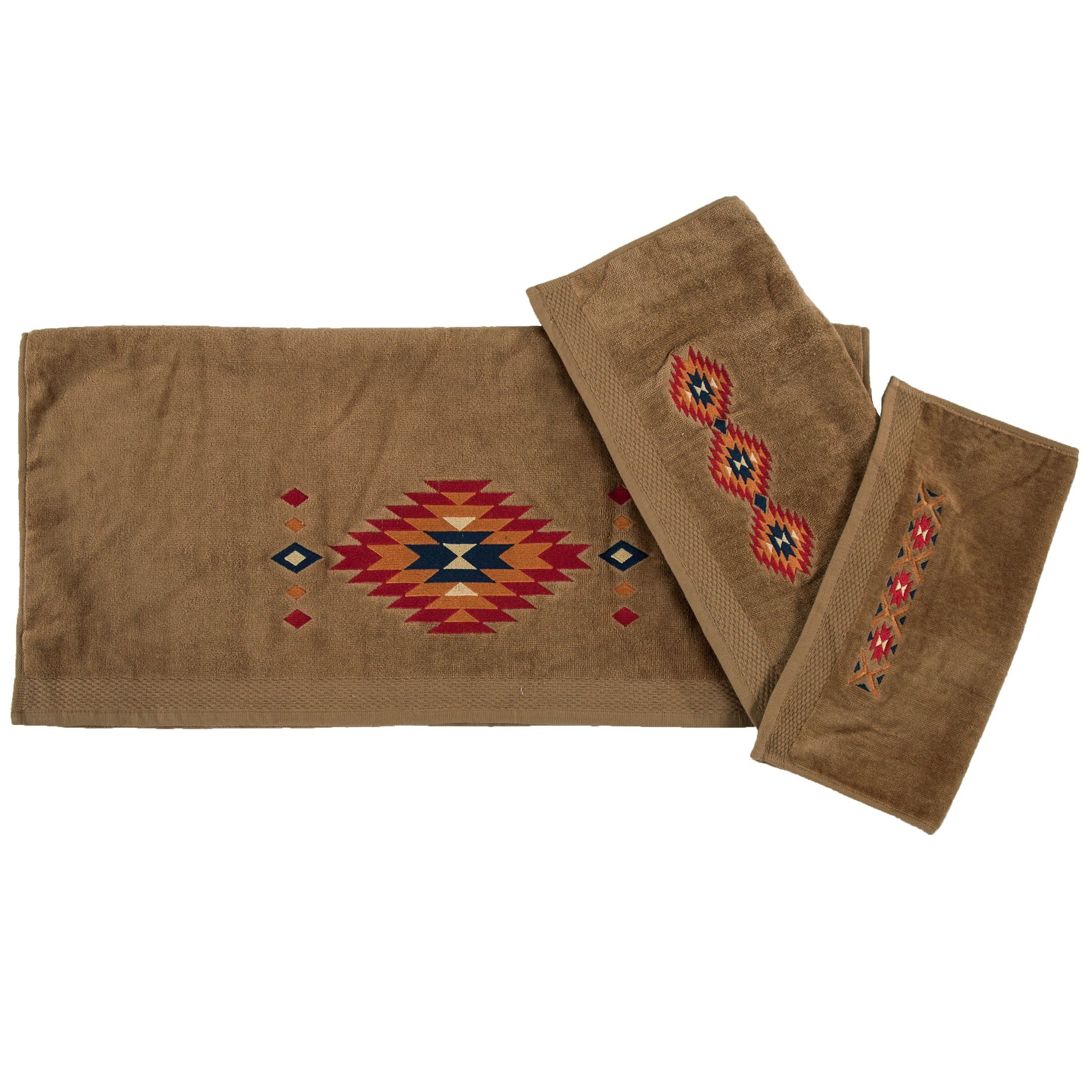 Del Sol - Embroidered Towel Set (Set of 3), 2 Per Carton - Mocha