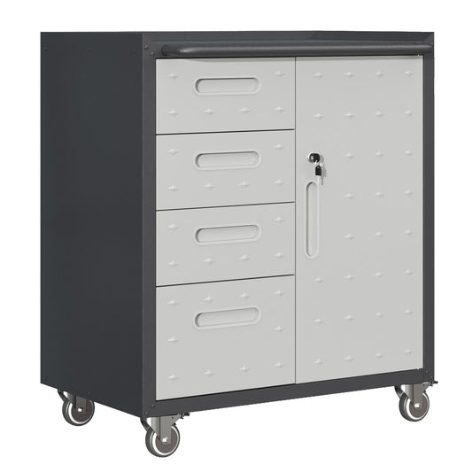 Sturdy Metal Tool Storage Cabinet With Wheels Durable Garage, Office & Home Organizer Steel