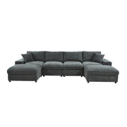 Sectional Sofa With 2 Ottomans And Toss Pillows - Dark Gray