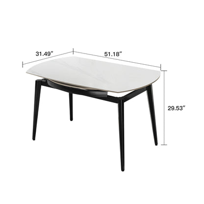Modern Extendable Round Dining Table With Sintered Stone Top - White / Black