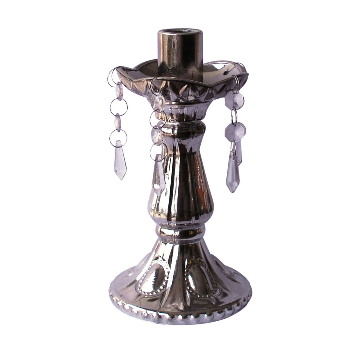 Single Arm Candle Stand - Pearl Silver