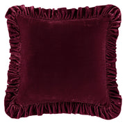 Stella - Faux Silk Velvet Ruffled Euro Sham - Garnet Red
