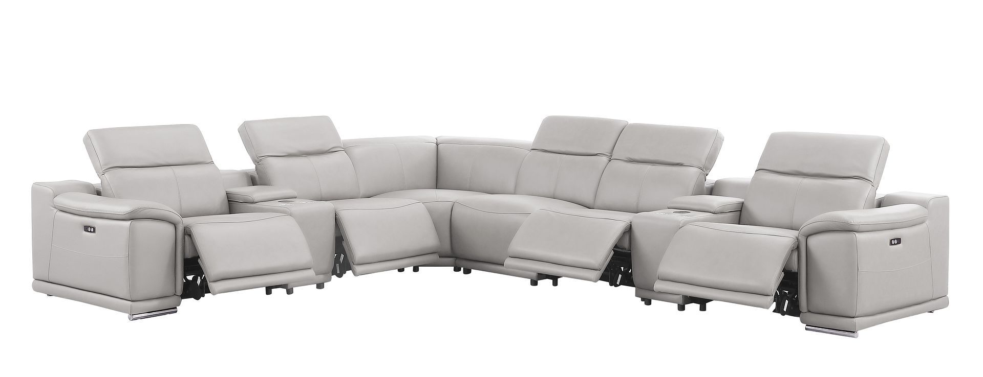2679 - 8-Piece L-Shaped Power Reclining Sectional In Genuine Leather (4 Recliners)