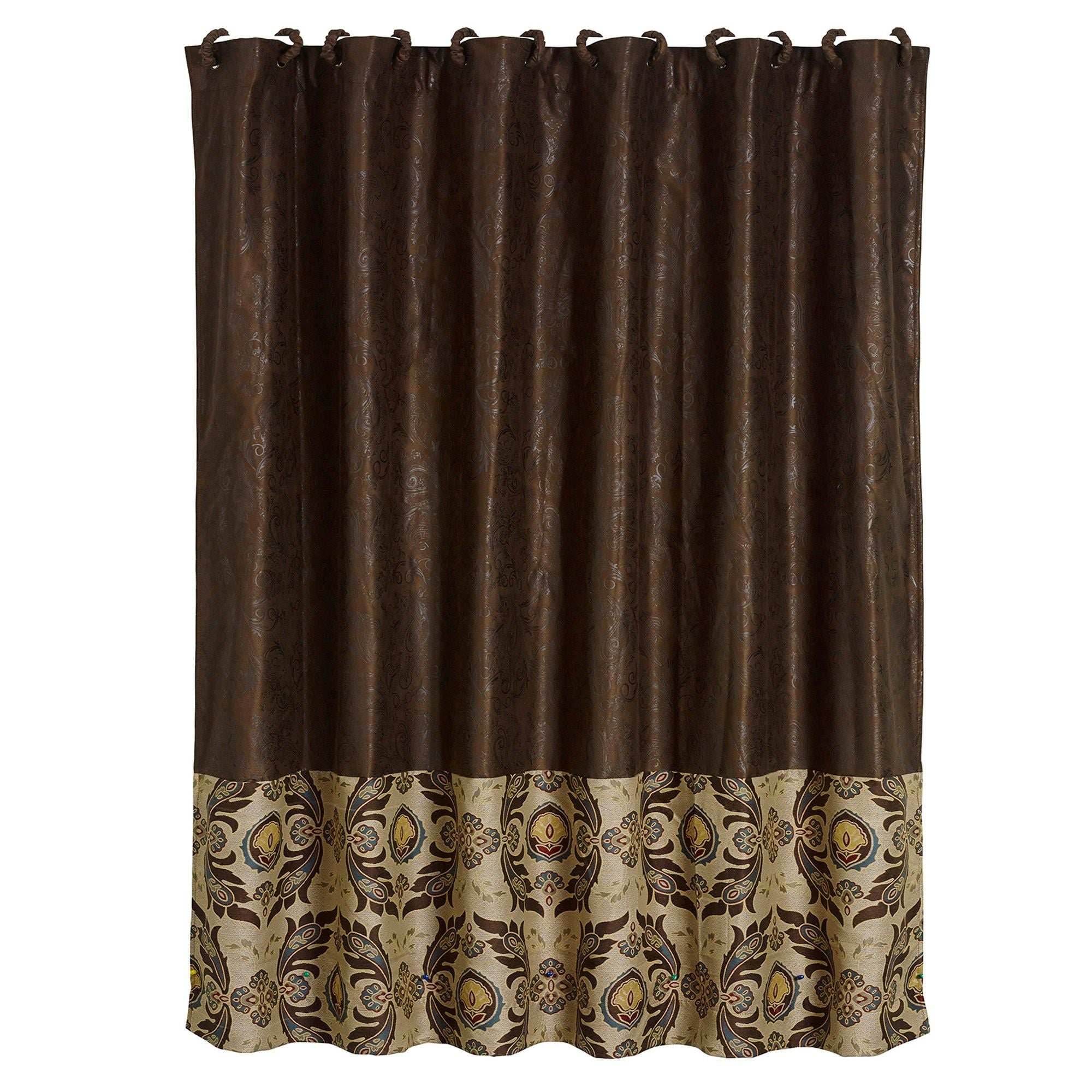 Loretta - Faux Tooled Leather Shower Curtain - Dark Brown