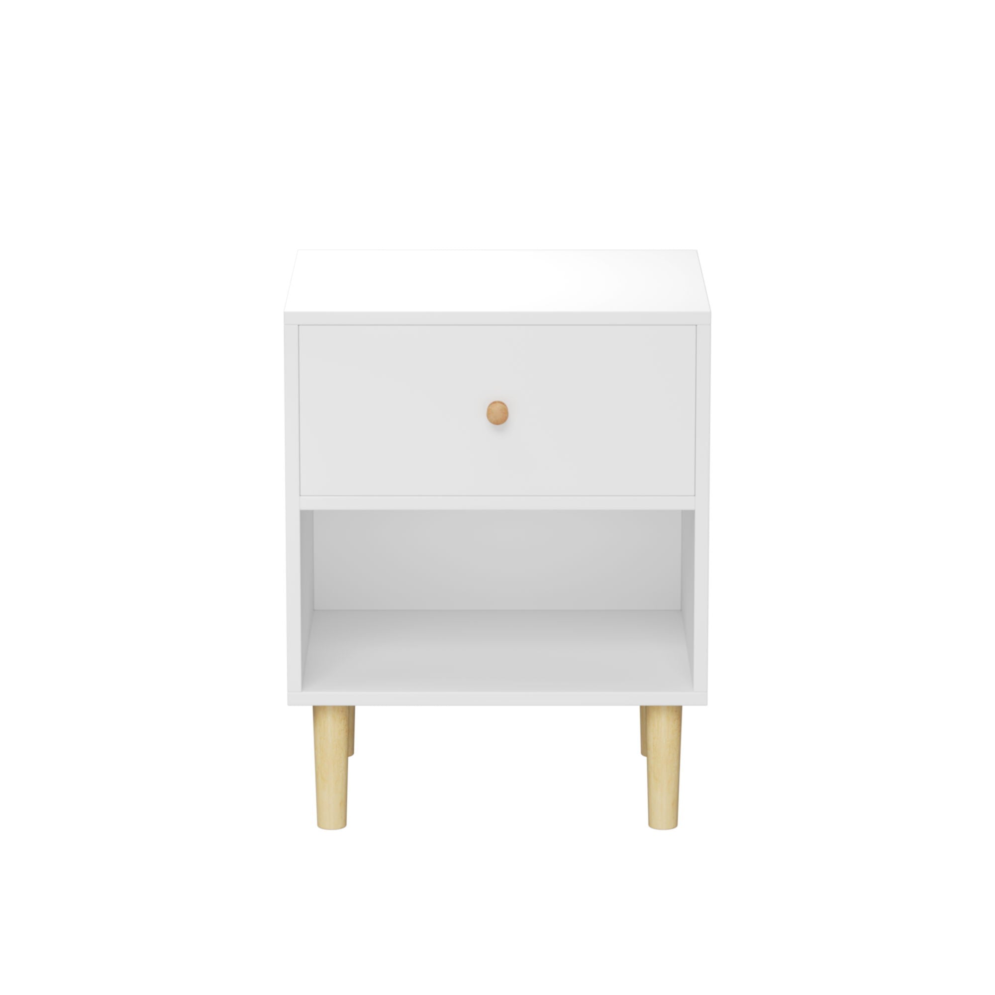 Nightstand With 1 Drawer And 1 Shelf - White