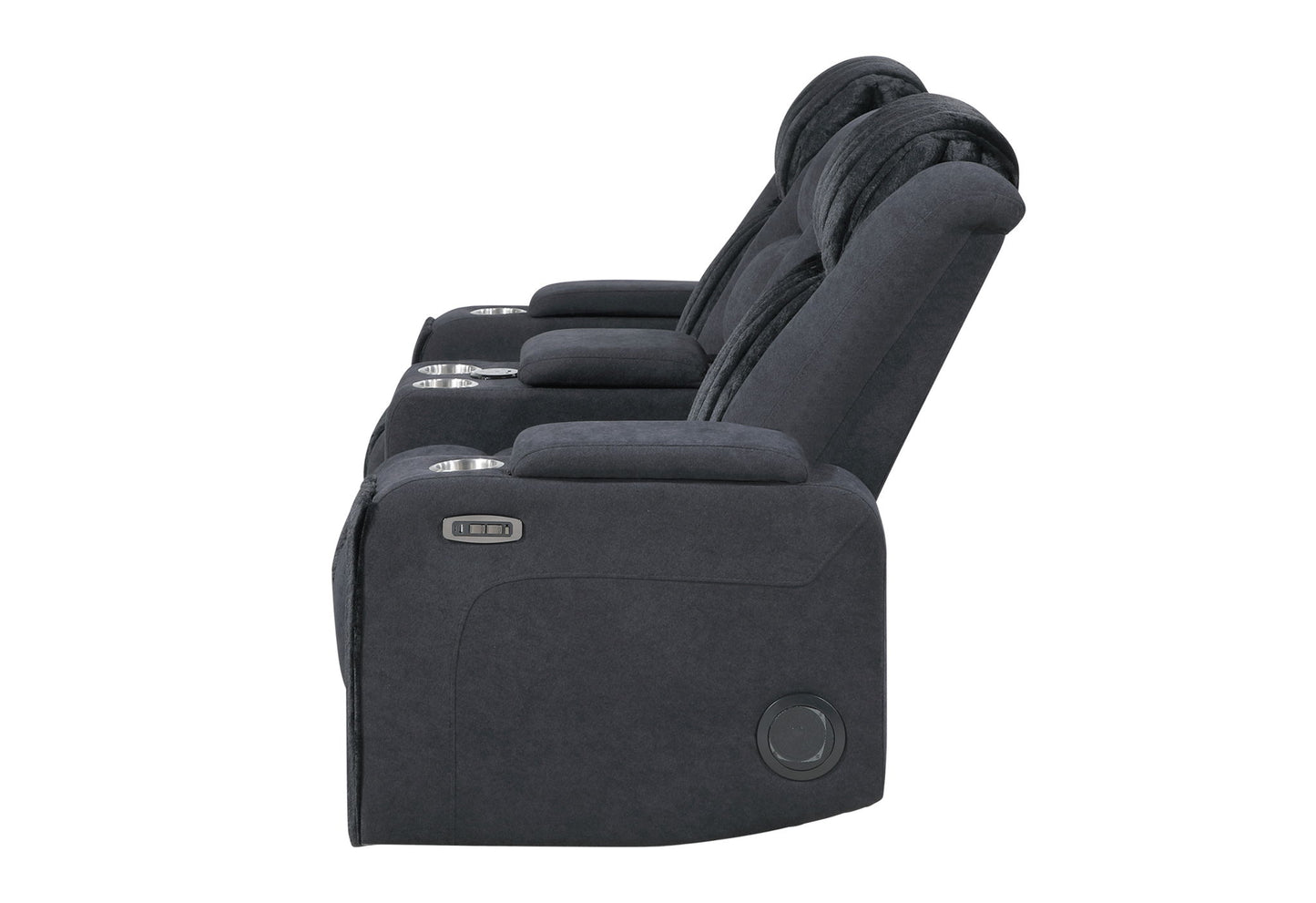 U8000 - Power Reclining Loveseat With Console, Power Headrest, LED Light, Bluetooth Speaker - Black