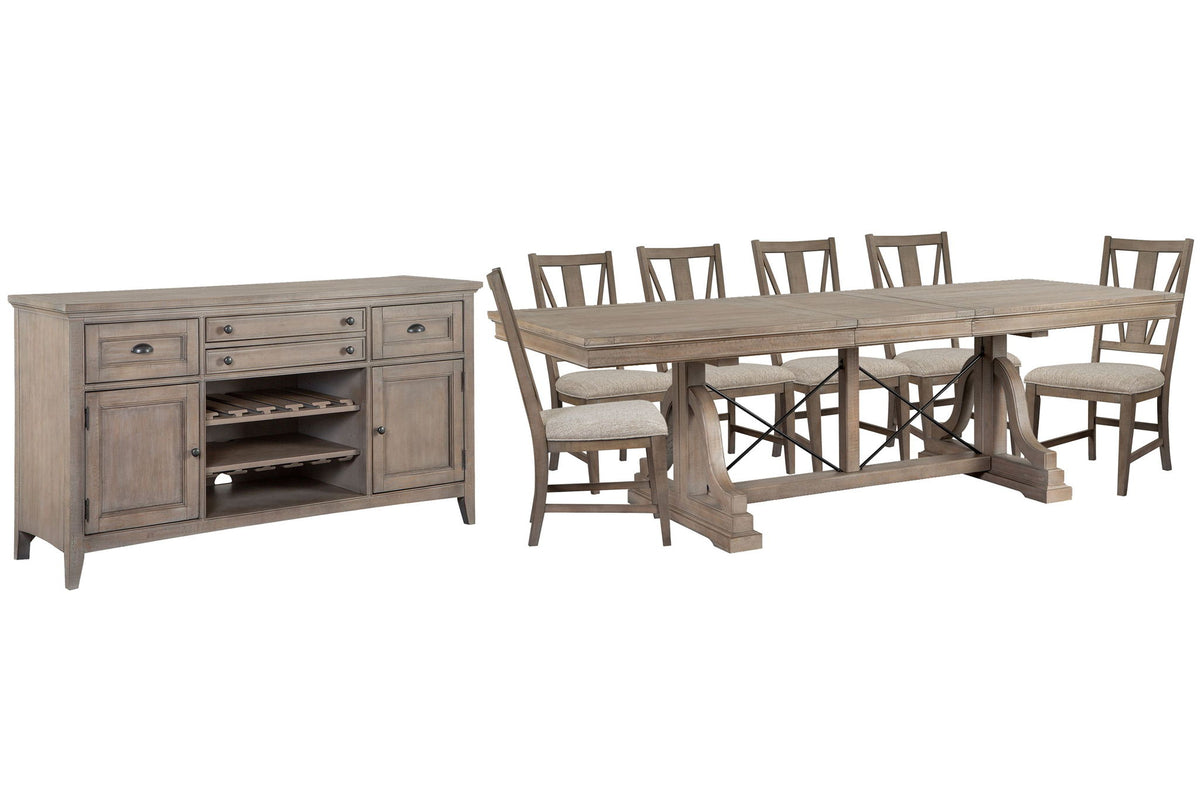 Paxton Place - Extendable Trestle Dining Table Set