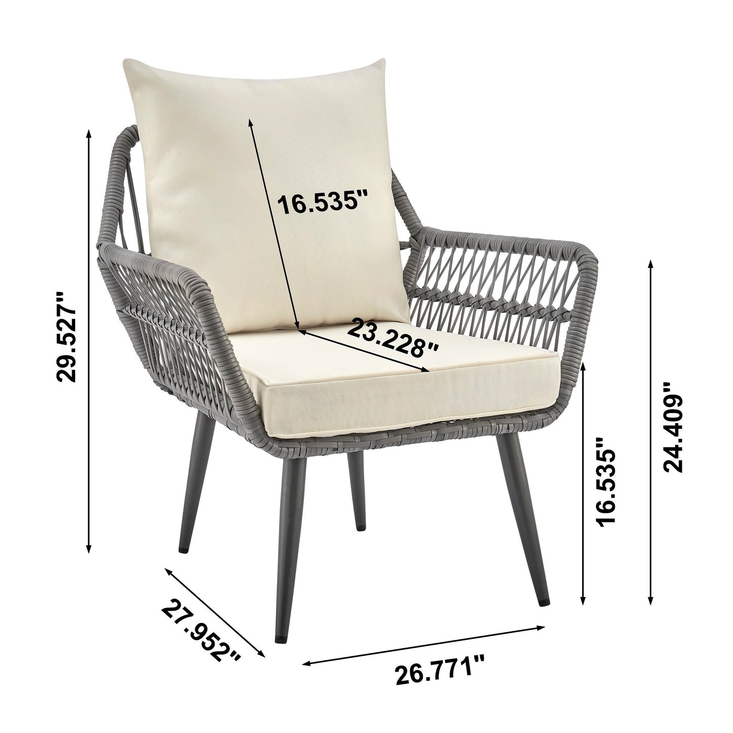 Cannes - 3 Piece Outdoor Patio Conversation Set