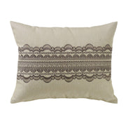 Charlotte - Burlap Scallop Lace Design Pillow - Tan / Gray