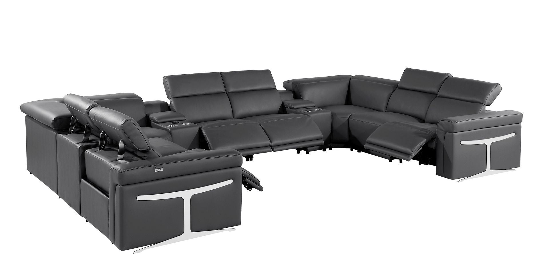 1126 - 10-Piece U-Shaped Sectional Sofa In With 4 Power Recliners & Power Headrests