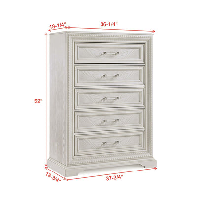 5 Drawer Tall Storage Chest - Antique White