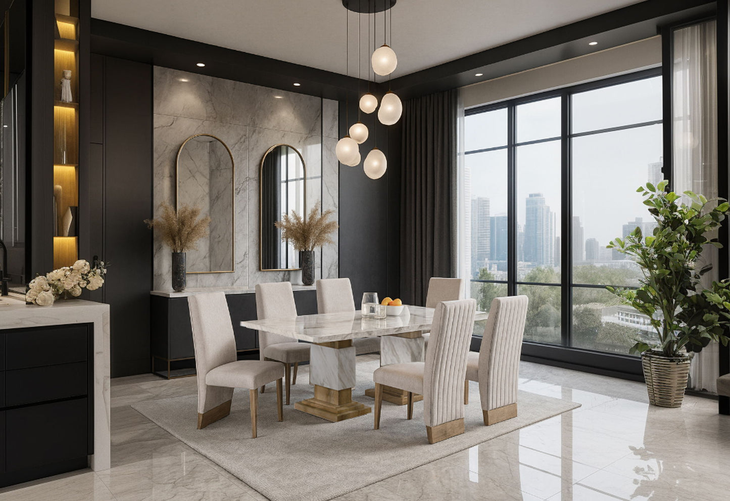 D12 - 9 Piece Dining Room Set (Dining Table And 8 Dining Chair) - Natural