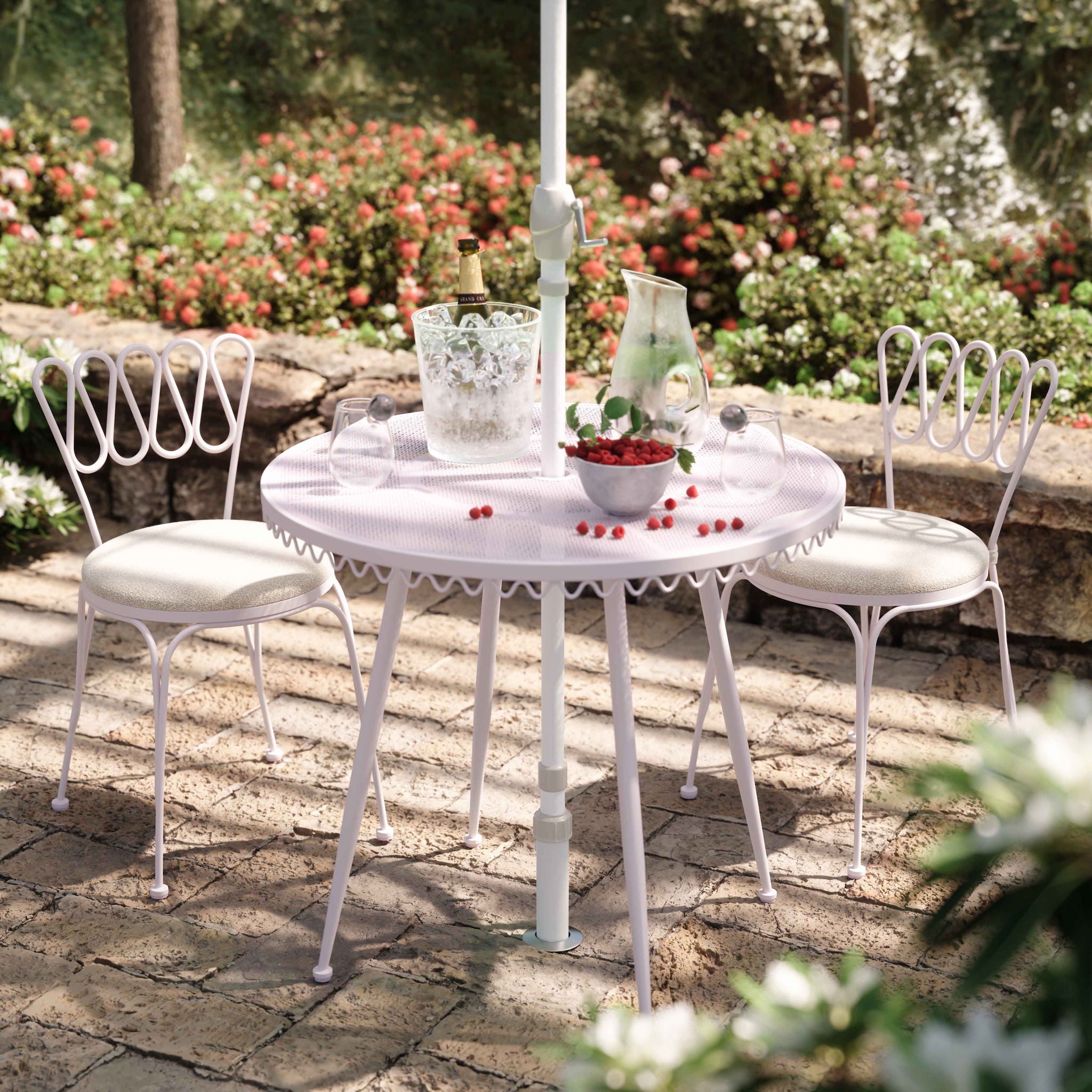 Erica Wrought Iron Outdoor Cafe Table - Thumbnail 5