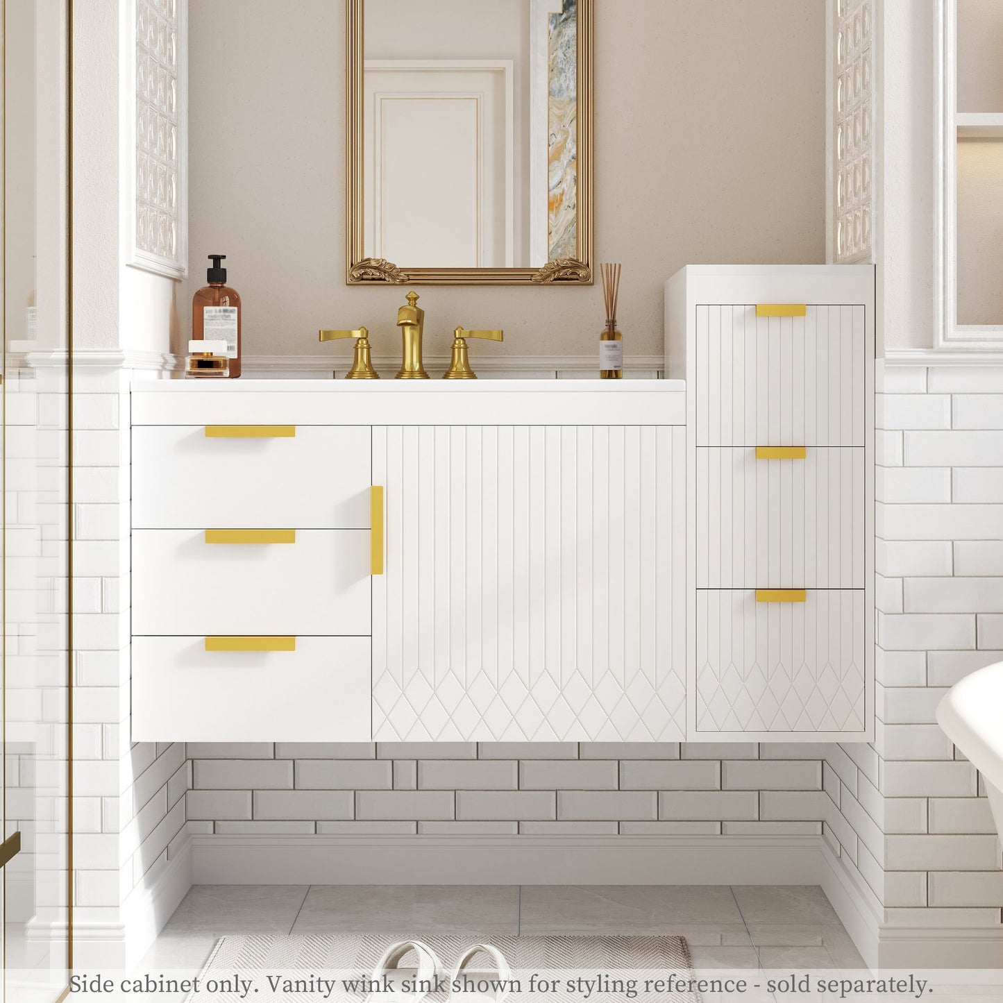 Modern Wall Mounted Floating Cabinet With Drawers For Bathroom