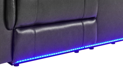 U8879 - 2 Piece Living Room Set (Power Reclining Sofa With LED And Global Surround System And Power Console Reclining Loveseat) - Charcoal