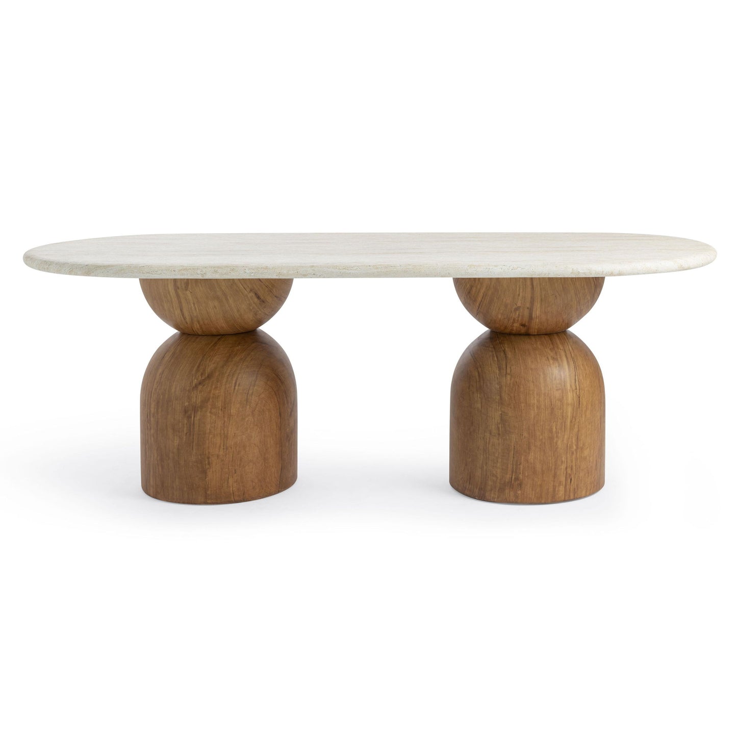 Cynthia - 87" Indoor / Outdoor Long Dining Table - Brown / Travertine