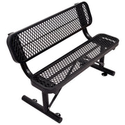 6' Outdoor Steel Bench With Backrest