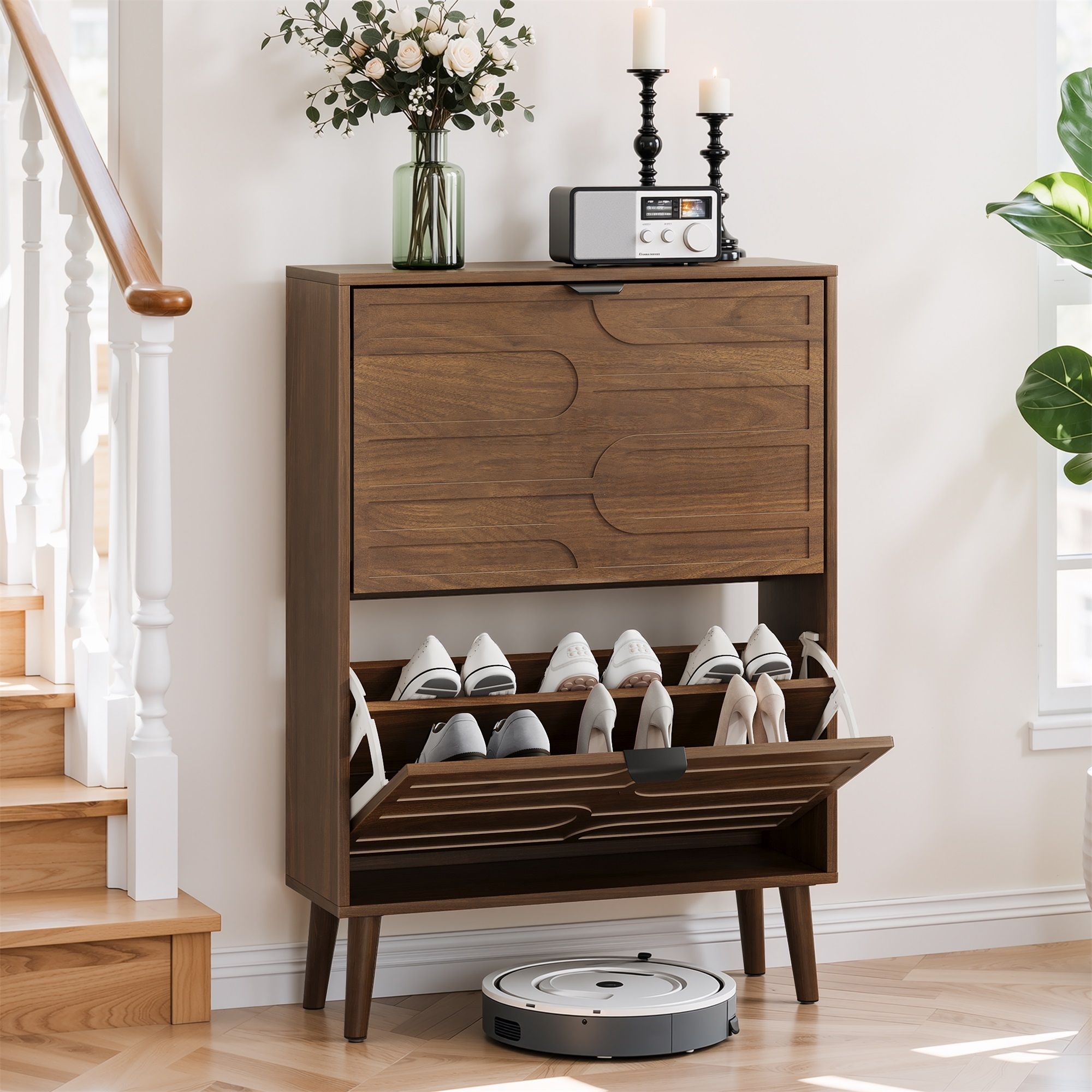 Medieval - Independent Shoe Cabinet With 2 Flip Drawers