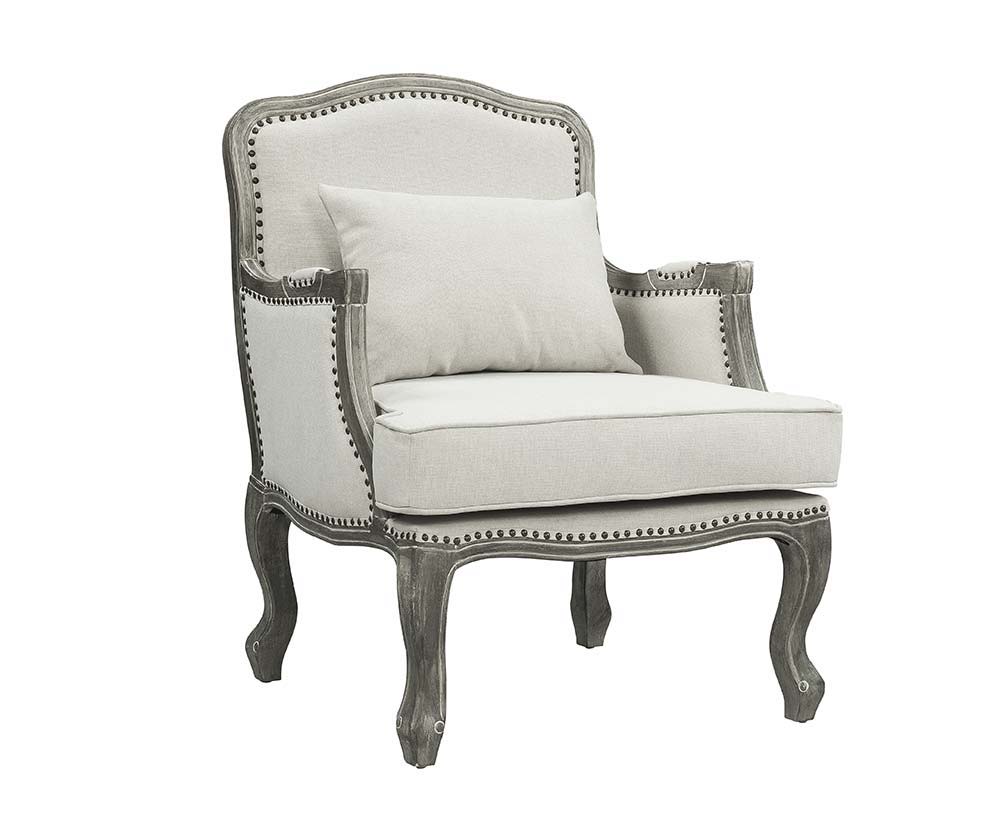 Tania - Chair - Cream Linen & Brown Finish