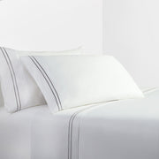 Stripe Sheet - King 350TC Embroidered Stripe Sheet Set (Set of 4) - White / Gray