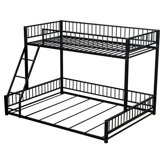 Bunk Bed Frame With Ladder And Safety Guardrails
