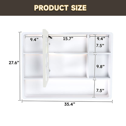 Aluminium Medicine Cabinet Mirror With 3 Colors LED Light And Defogging Function - White