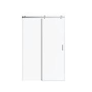 Frameless Single Sliding Shower Doors, 5 / 16" Sgcc Tempered Glass, Reversible Installation - Chrome