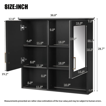 2 In 1 Wall-Mounted Mirror Cabinet With Adjustable Shelves, Soft-Close Doors, High-Definition Mirror & Storage