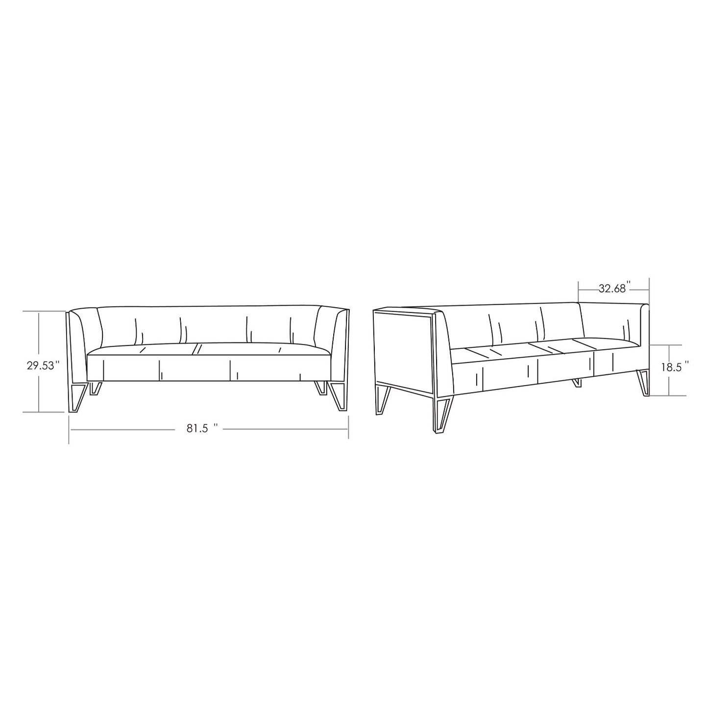 Vector - 3 Seat Sofa - Gray