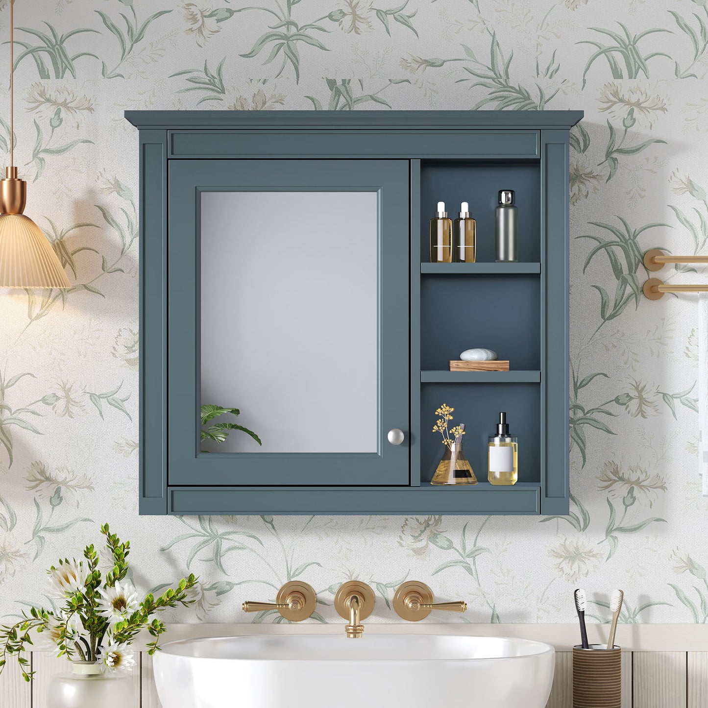 Modern Wall-Mounted Medicine Cabinet With Mirror, Adjustable Shelf