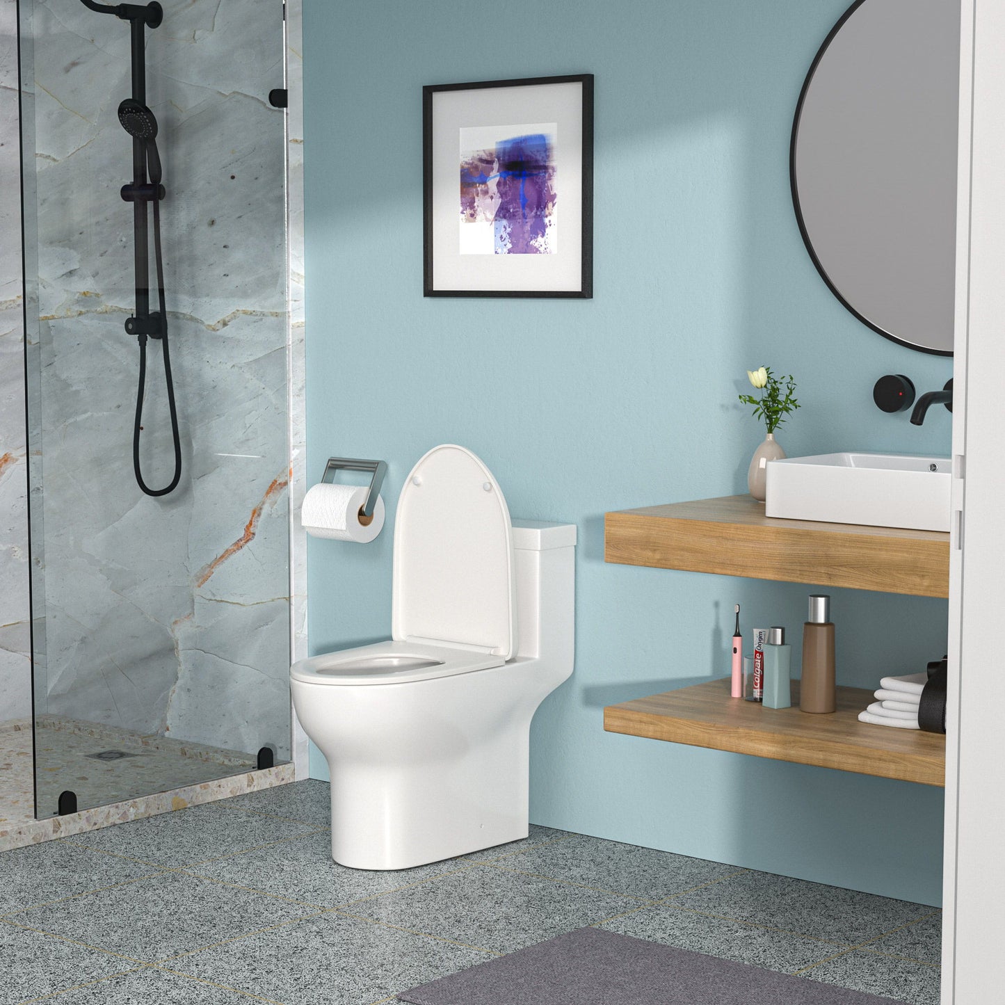 1 Piece Toilet, Soft Closing Seat - White