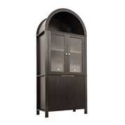 Fluted Tall Arched Pantry Cabinet With Adjustable Shelves