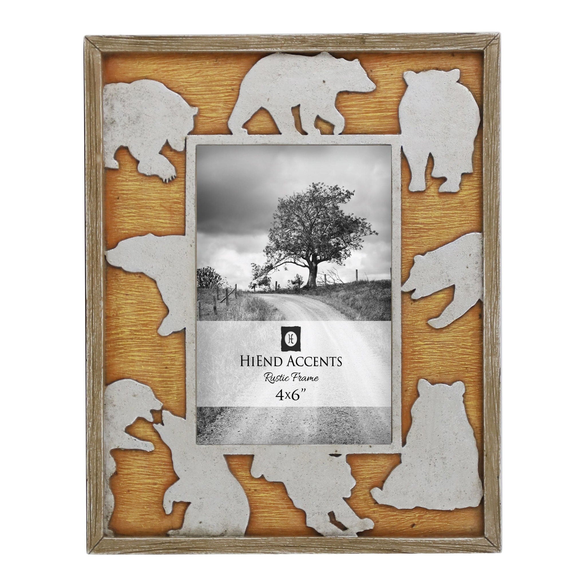 Picture Frame - 4" x 6" Bear Cutout Picture Frame 4 Per Carton - Tan / Grey