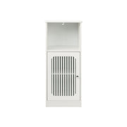 Louvered Door Bathroom Low Cabinet With Multi Layer Storage - White