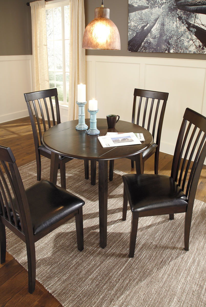 Hammis Round Dining Drop Leaf Table Set - Thumbnail 5