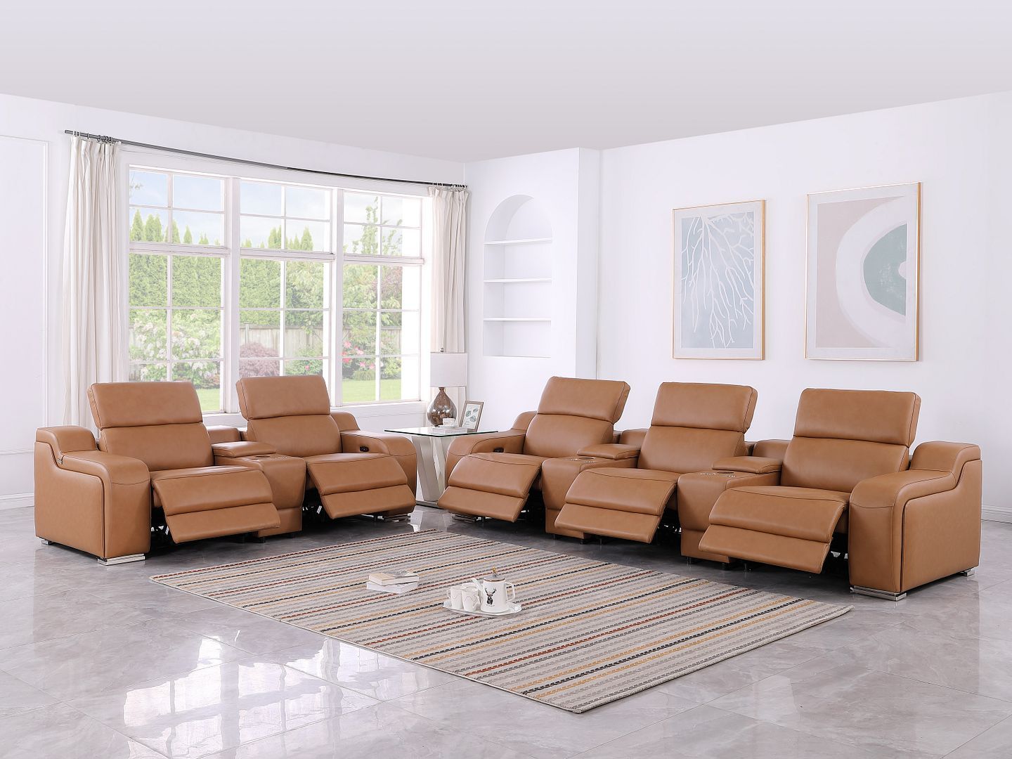 1116 - 8-Piece Modular Power Reclining Sofa, Loveseat & Chair Set In With 5 Power Recliners & Power Headrests