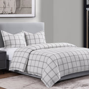 Windowpane - King Plaid Comforter Set (Set of 3) - White