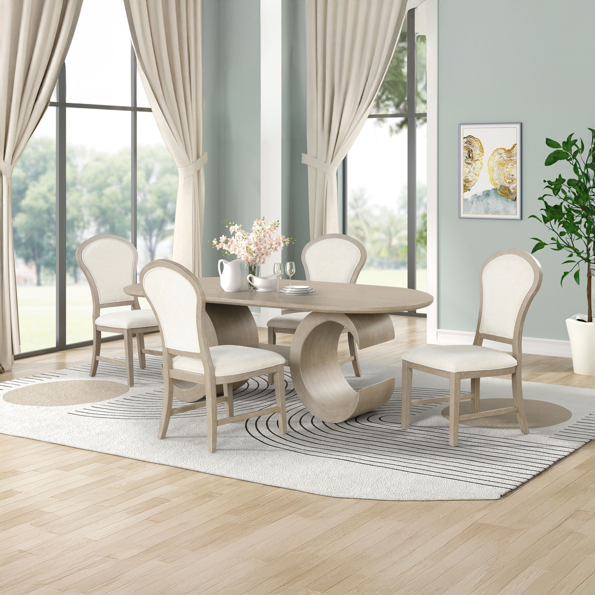 Gwendolyn Oval Dining Table Set - Thumbnail 3