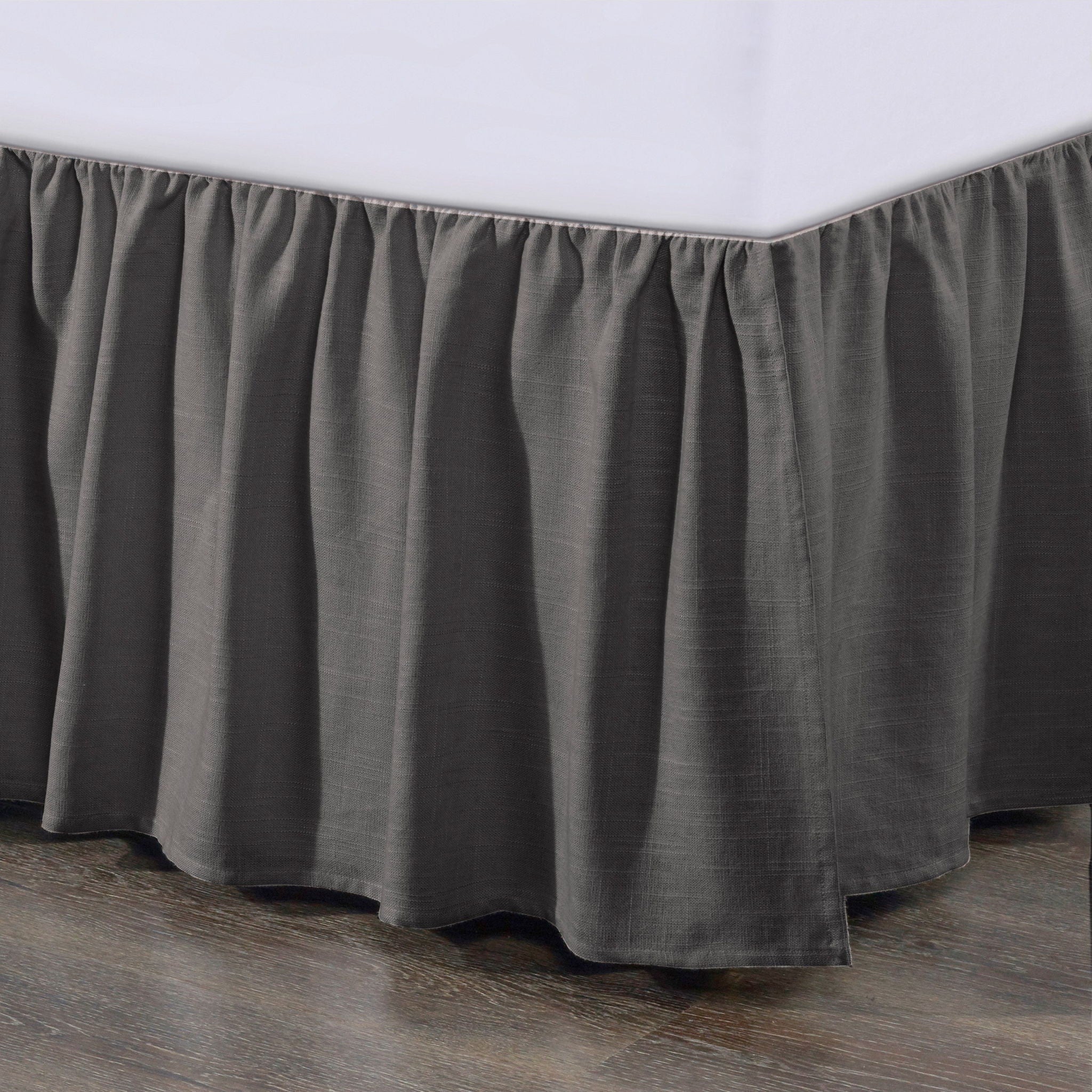 Lily - Queen Washed Linen Gathered Bed Skirt - Slate