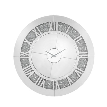 Noralie - 39" Wall Clock - Mirrored & Faux Diamonds