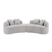 Curved 4 Seater Sofa For Small Spaces - Gray