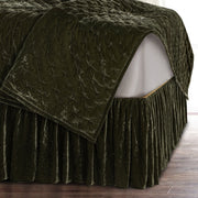 Stella - Queen Faux Silk Velvet Bed Skirt - Fern Green