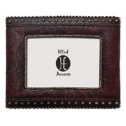 Picture Frame - 4" x 6" Tooled Leather & Studded Sides Picture Frame 4 Per Carton - Dark Brown