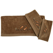 Rebecca - Embroidered Western Paisley Towel Set (Set of 3), 2 Per Carton - Mocha