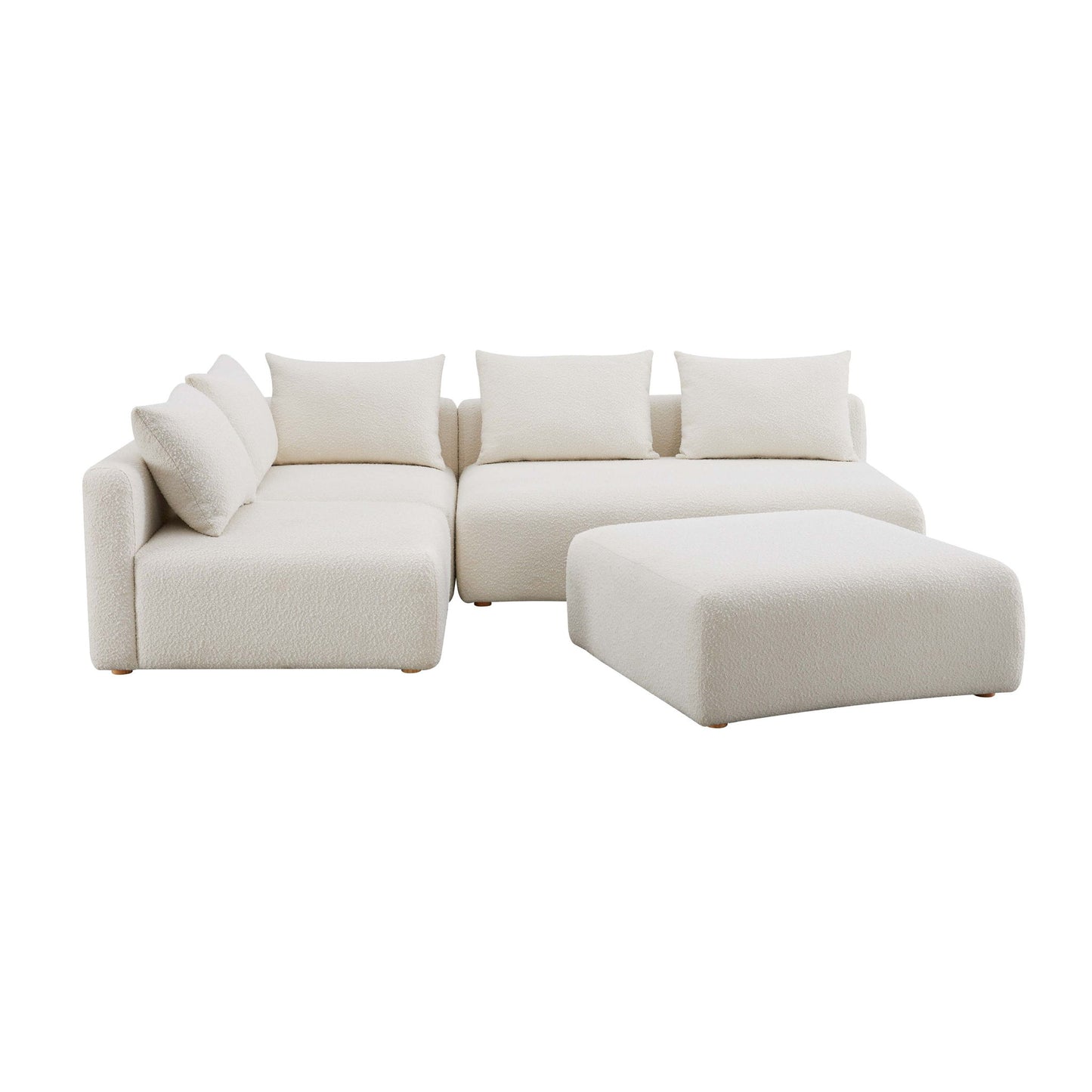 Hangover - 4-Piece Boucle Modular Chaise Sectional - Cream