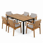 7 Piece Outdoor Patio Dining Set With & 6 Arm Chairs