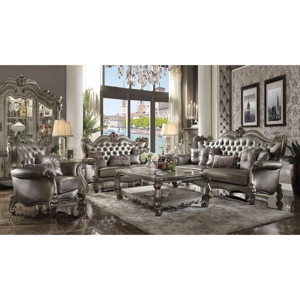 Versailles - Chair - Silver PU & Antique Platinum