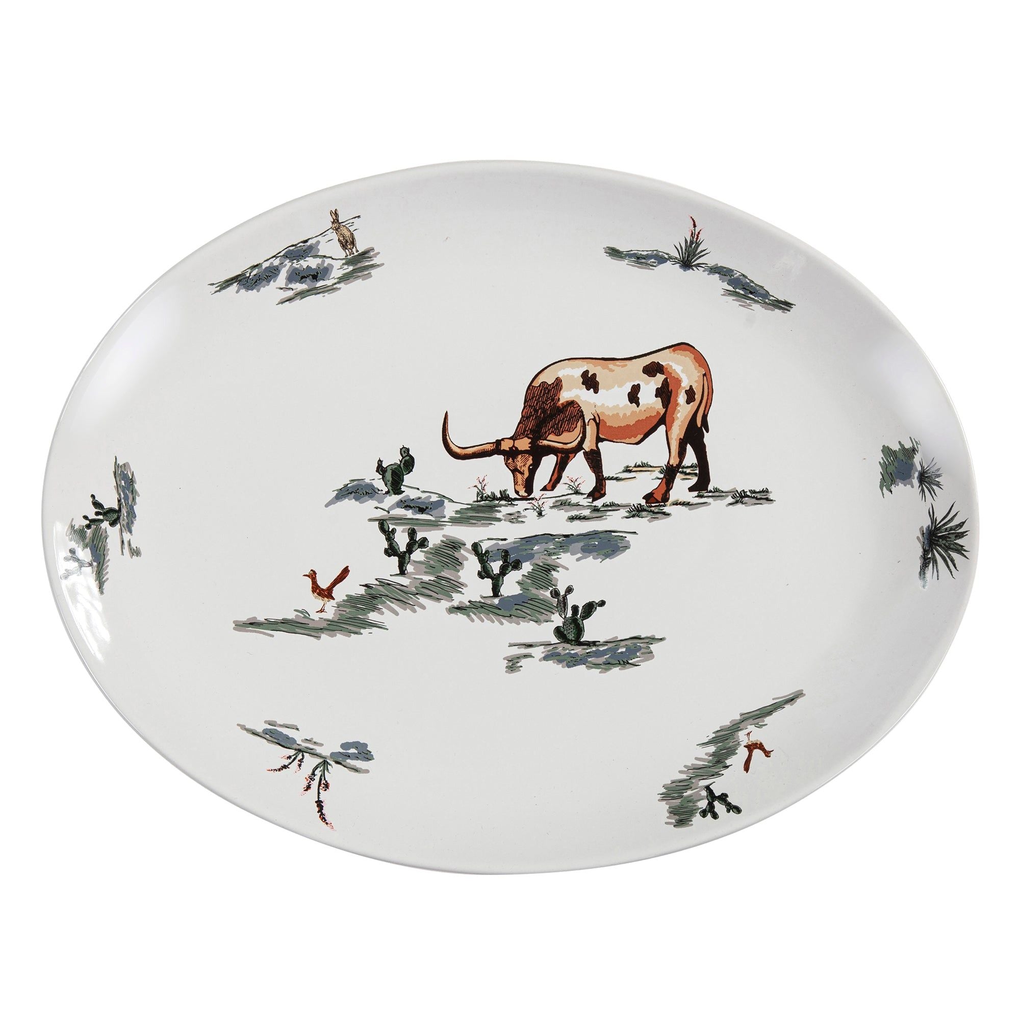 Ranch Life - 12.75"W x 16.5"L x 1.2"H Ceramic Serving Platter (Set of 4) - Duffle Bag