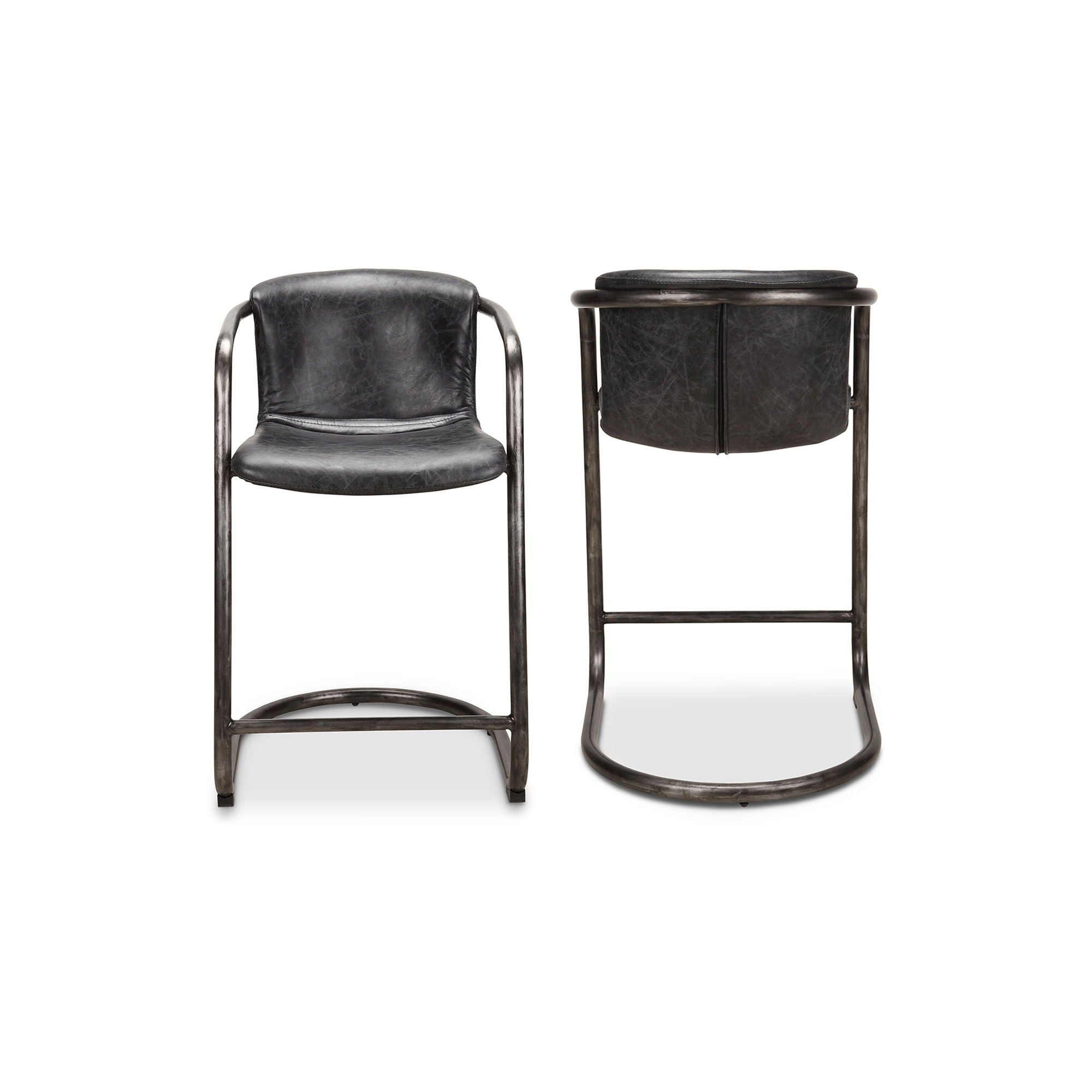 Freeman Leather Counter Stool (Set of 2) - Thumbnail 4