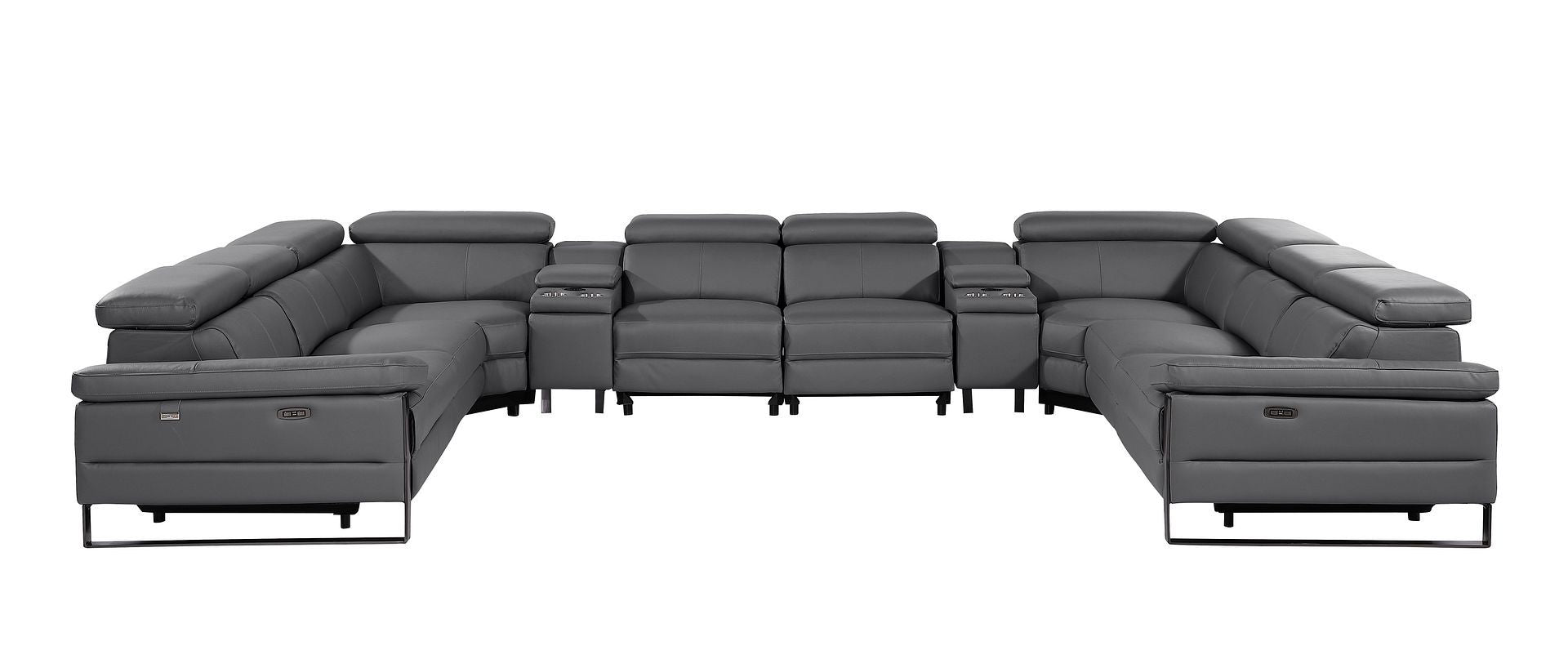 1246 - 10-Piece U-Shaped Modular Power Reclining Sectional With 4 Power Recliners And Power Headrests